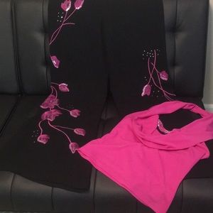 Cache, size 8, dress slacks with halter top.